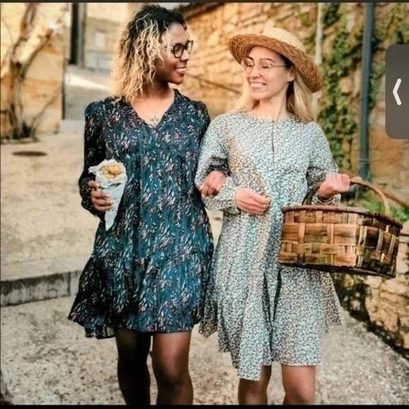 H&M A line cotton floral puff sleeve dress - Picture 5 of 12